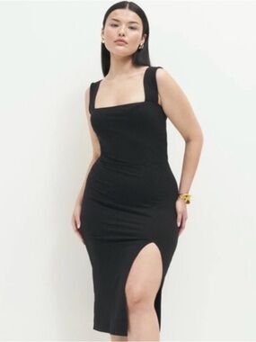 Cassi Reformation knit tank dress - Square -Neck Black Dress, new with tags